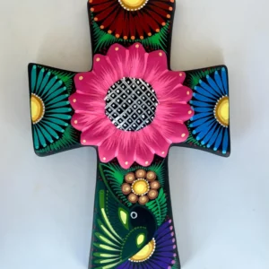 Cross Hand Painted Bright Colors Clay Wall Decor