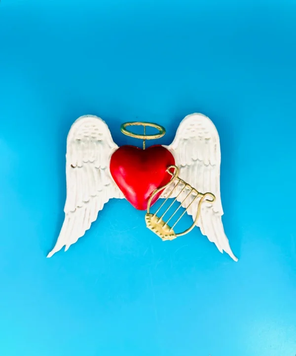 Tin Mexican Heart Wall Art Angel