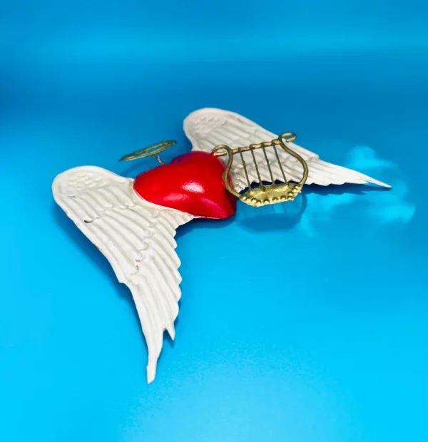 Tin Mexican Heart Wall Art Angel - Image 2