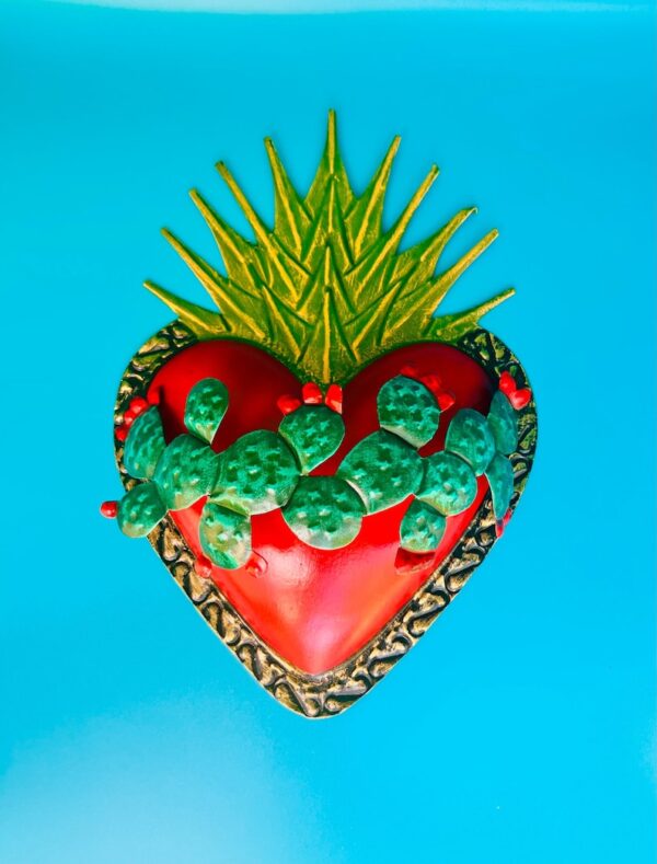Tin Heart Cactus Wall Decor