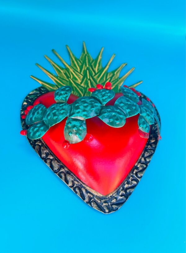 Tin Heart Cactus Wall Decor - Image 2