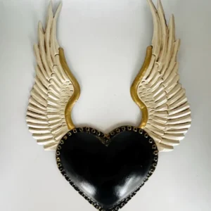 Black Tin Mexican Heart with Wings