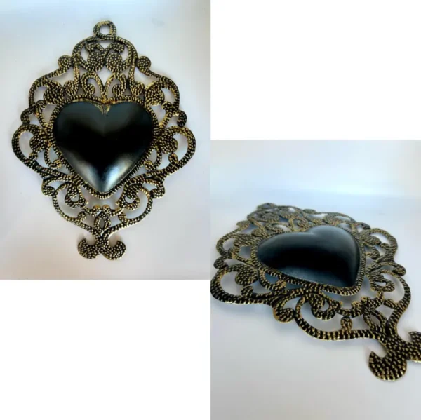 Black Tin Mexican Heart Handmade Ferig - Image 2