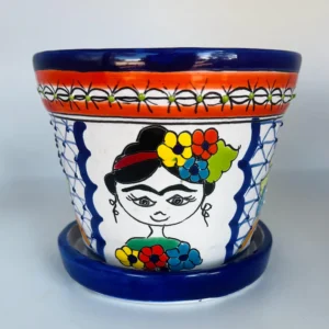 Talavera Frida Flower Pot Planter Ceramic Mexican Pottery