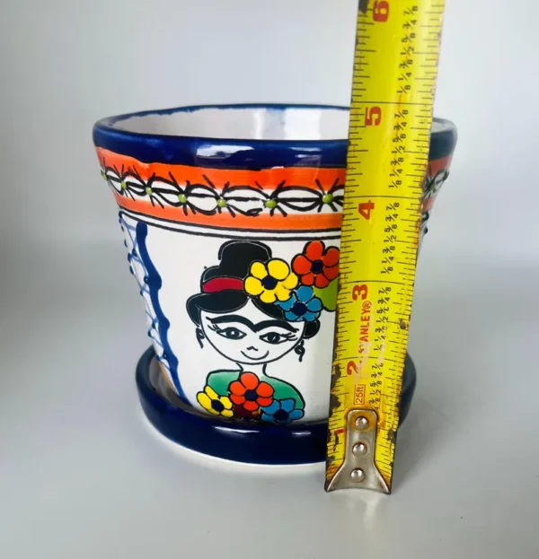 Talavera Frida Flower Pot Planter Ceramic Mexican Pottery - Image 6