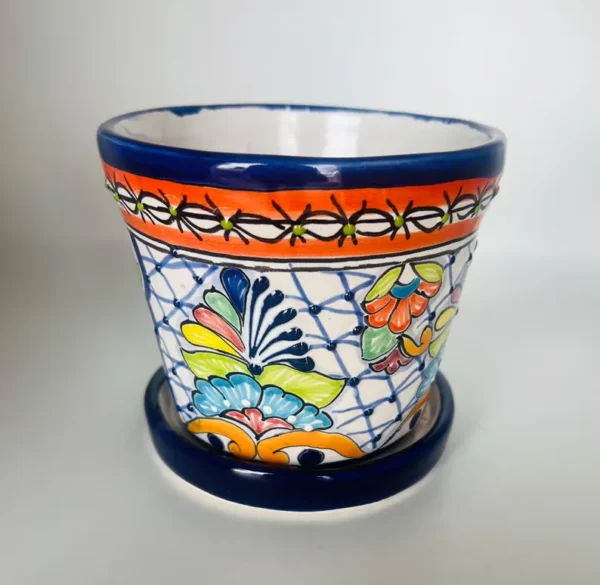 Talavera Frida Flower Pot Planter Ceramic Mexican Pottery - Image 2