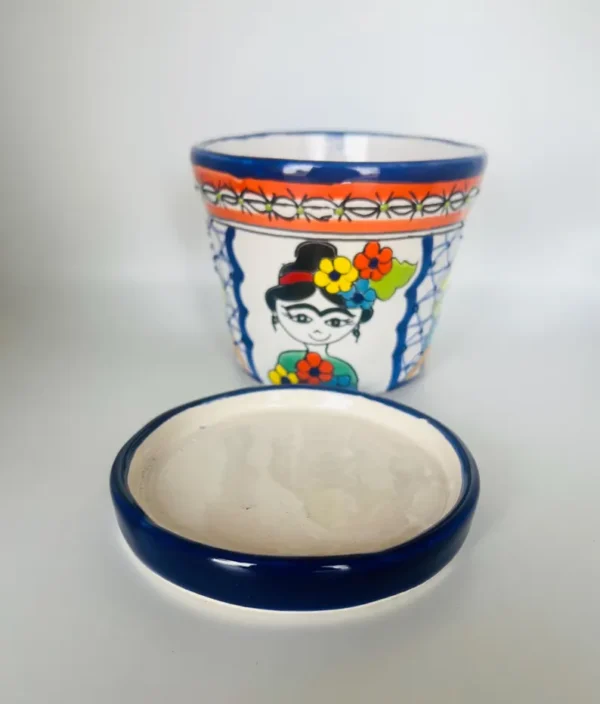Talavera Frida Flower Pot Planter Ceramic Mexican Pottery - Image 3