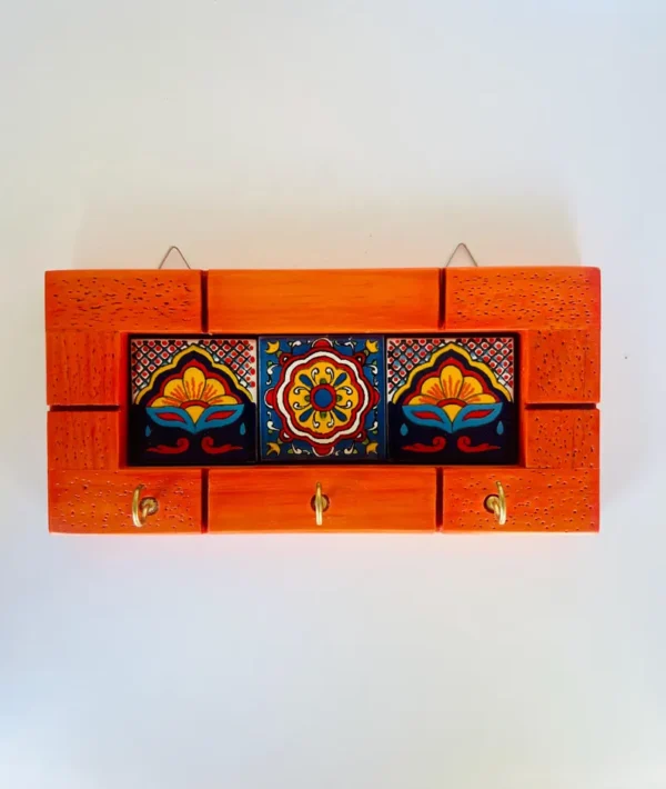 Talavera Key Holder Ceramic Tiles Wood - Home Decor Wall Art