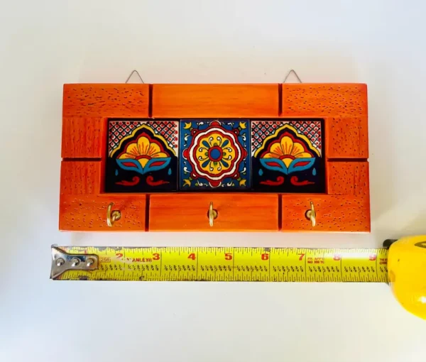 Talavera Key Holder Ceramic Tiles Wood - Home Decor Wall Art - Image 5