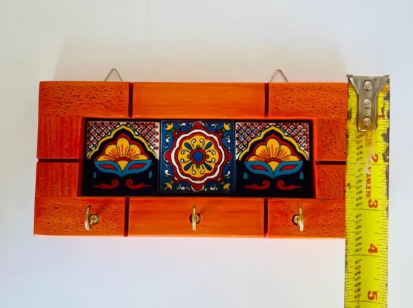 Talavera Key Holder Ceramic Tiles Wood - Home Decor Wall Art - Image 6