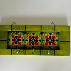 Talavera Key Holder Ceramic Tiles Wood - Home Decor Wall Art