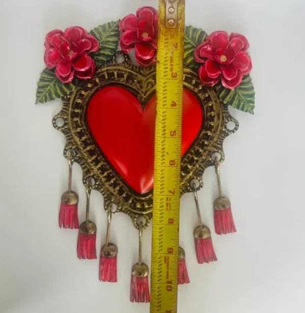 Red Tin Heart Wall Art Handmade Motas - Image 3