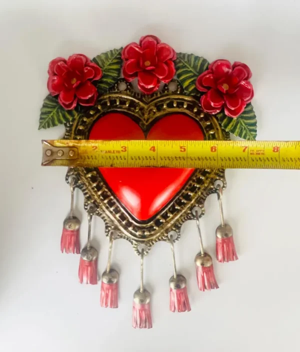 Red Tin Heart Wall Art Handmade Motas - Image 5