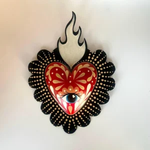 Tin Heart Wall Art Evil Eye Handmade