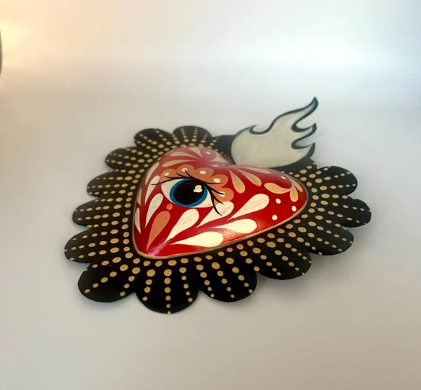 Tin Heart Wall Art Evil Eye Handmade - Image 3