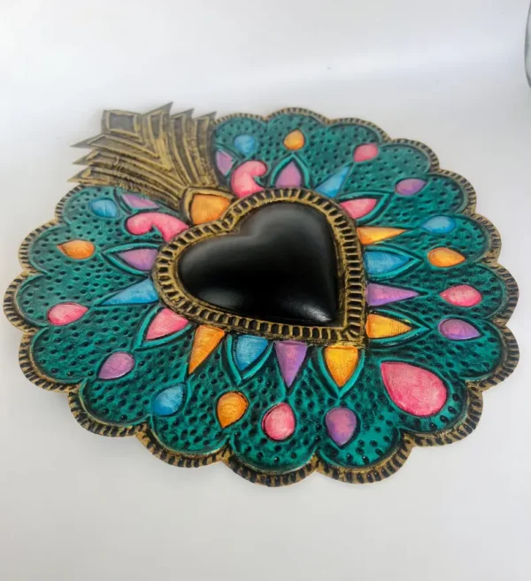 Black Tin Heart Handmade Wall Art Semila - Image 2