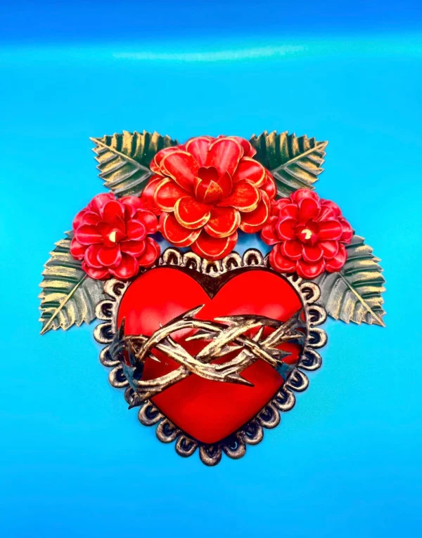 Red Tin Heart Wall Art Thorns