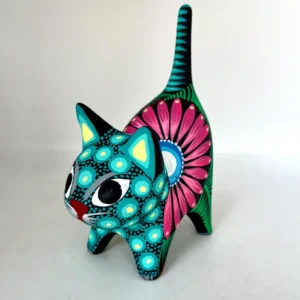 Hand Painted Cat Mexican Art Figurine