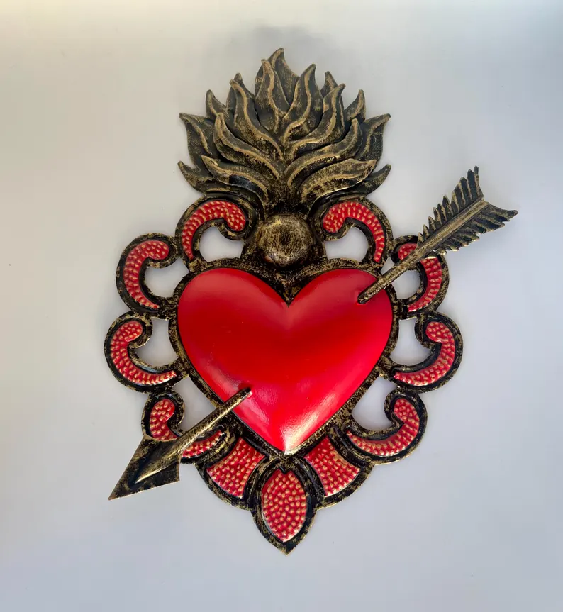 Tin Heart México Wall Art Decor