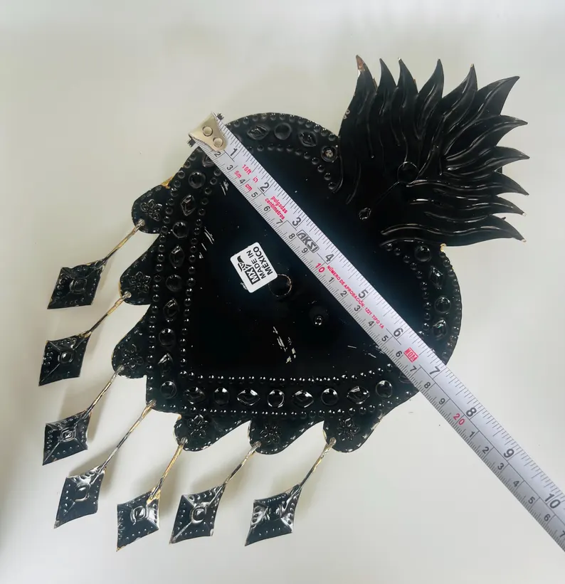 Mexican Tin Heart Turquoise Handmade Wall Art - Image 5