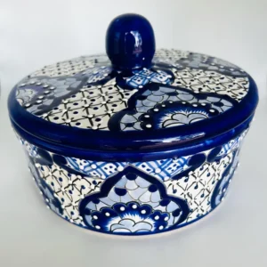 Talavera Ceramic Tortilla Warmer Blue and White Mexico