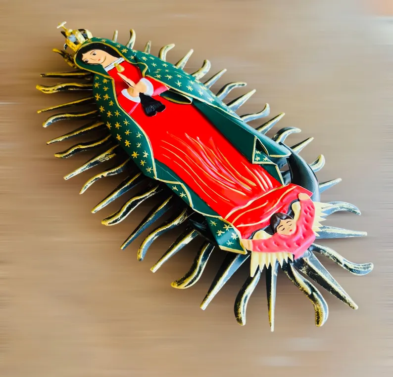 Virgin Guadalupe Tin Wall Art Mexico - Image 2