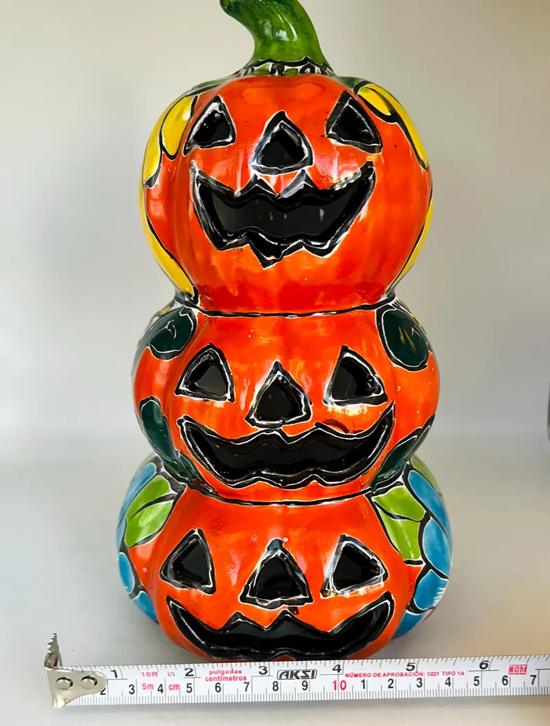 Handmade Talavera Pumpkin – Mexican Pottery Fall & Halloween Décor - Image 3