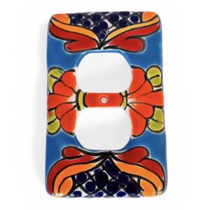 Light Blue Talavera Mexican light outlet covers