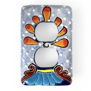 Light Blue 2 Talavera Mexican light outlet covers