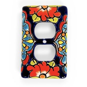 Blue Talavera Mexican light outlet covers