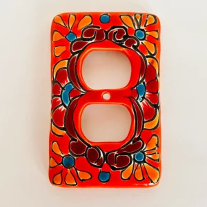 Orange Talavera Mexican light outlet covers