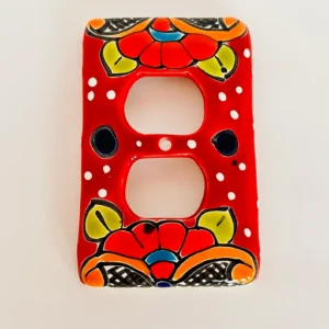 Red Talavera Mexican light outlet covers