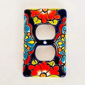 Blue Talavera Mexican light outlet covers