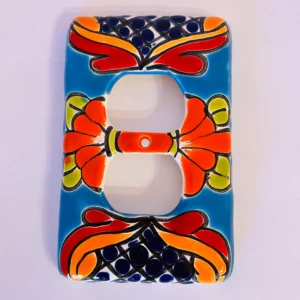 Light Blue Talavera Mexican light outlet covers