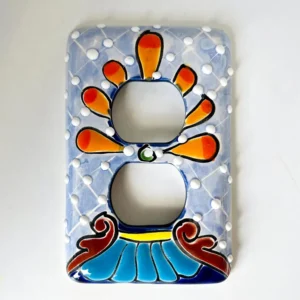 Light Blue 2 Talavera Mexican light outlet covers