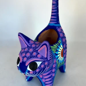 Hand-Painted Mexican Cat Succulent Planter – Ceramic Flower Pot