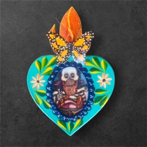 Mexican Tin Heart Skulls