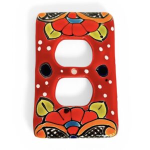 Red Talavera Mexican light outlet covers