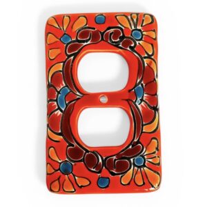 Orange Talavera Mexican light outlet covers