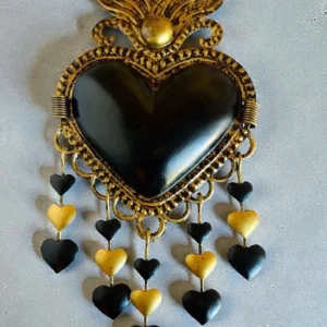 Black Tin Heart Mexico Wall Art Handmade