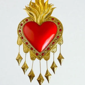 Mexican Red Tin Heart México Wall Art Decor