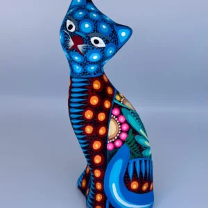 Hand Painted Cat Mexican Art Figurine